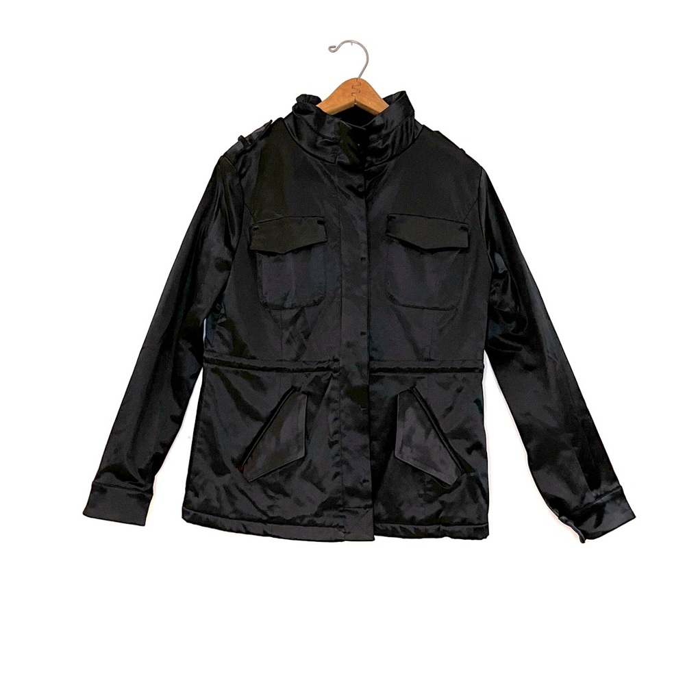 IMPERIAL Italy Black Satin Utility Jacket Coat Made in Italy